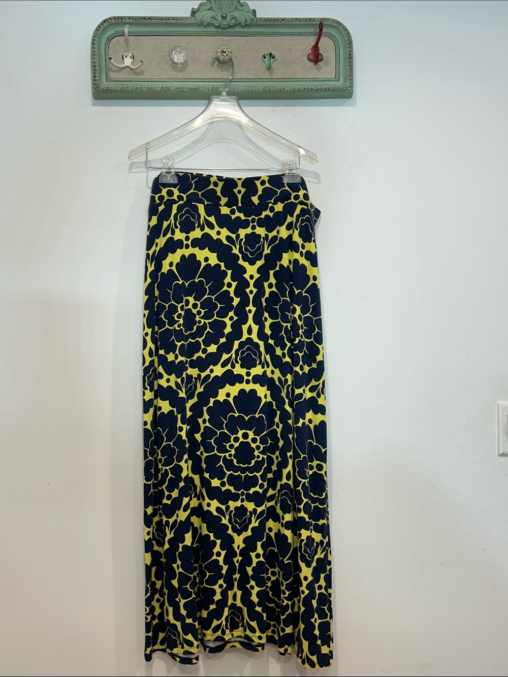 Boden Rivera Yellow and Navy Floral Maxi Skirt women’s plus size 16 R a line